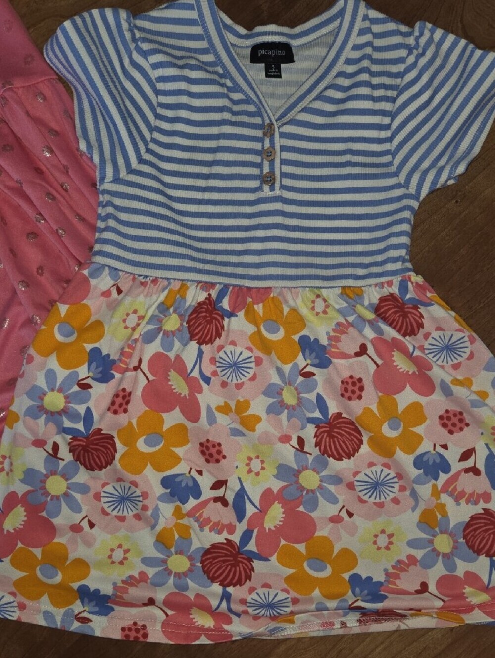 Striped Blue & Floral Kids Dresses - Comfortable Summer Style - Picture 4 of 7